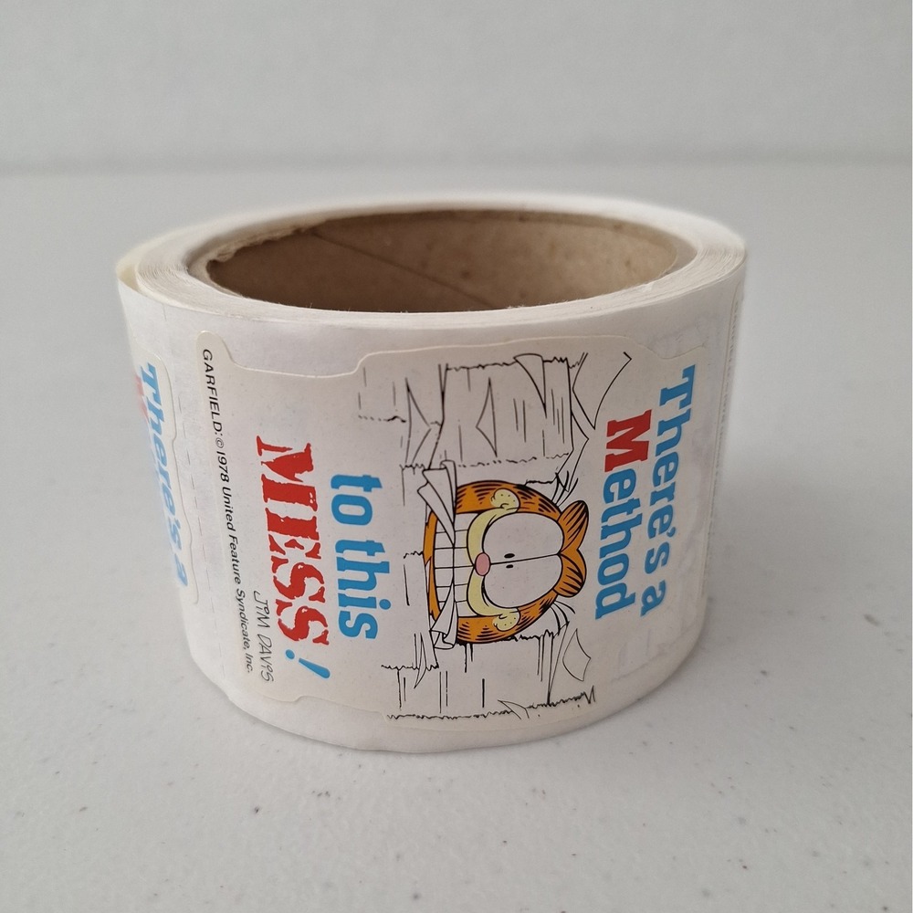 Vintage 1978 Garfield "There's a Method to this MESS!" Sticker Roll